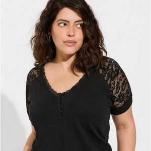 NWT Torrid Slub Lace Sleeve Raglan Tee